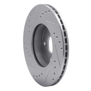 Land Rover Freelander Brake Rotor (1) - Front Right - R1 Concepts - Drilled & Slotted - Silver - `02-`05